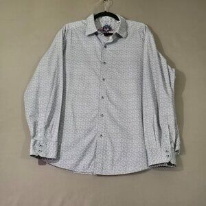 Robert Graham Mens 2XL Gray Geometric Print Button Down Shirt Long Sleeve Cotton